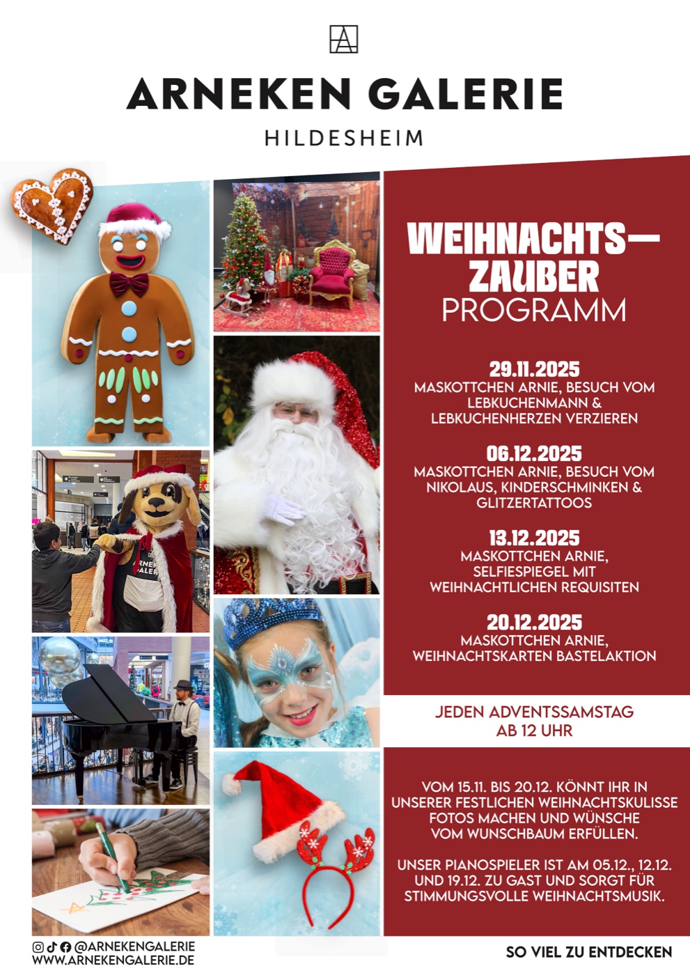 Programmplakat Weihnachtszauber 2025 der Arneken Galerie